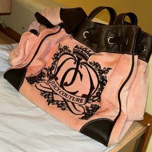 Vintage Juicy Couture Velvet Velour Pink Dog Hand Bag Purse